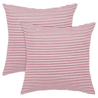Woven Striped Lumbar 2 Pack Throw Pillow Cover Set Rectangle Farmhouse 18" x 18"