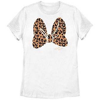 Juniors' Minnie Mouse Leopard Print Bow Graphic Tee
