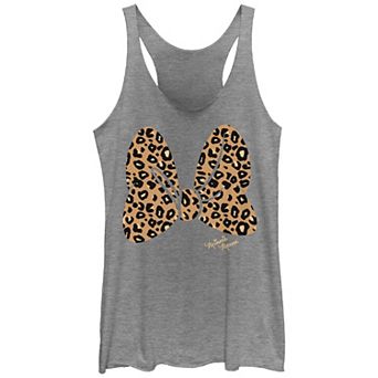 Disney's Minnie Mouse Leopard Print Bow Juniors' Tri-Blend Tank Top