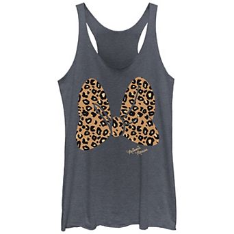 Disney's Minnie Mouse Leopard Print Bow Juniors' Tri-Blend Tank Top
