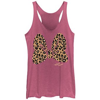 Disney's Minnie Mouse Leopard Print Bow Juniors' Tri-Blend Tank Top