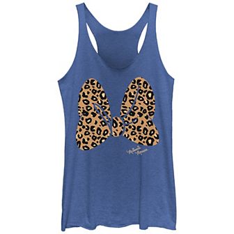 Disney's Minnie Mouse Leopard Print Bow Juniors' Tri-Blend Tank Top