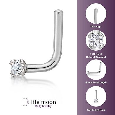 Lila Moon Diamond Accent L-Shape Nose Stud 