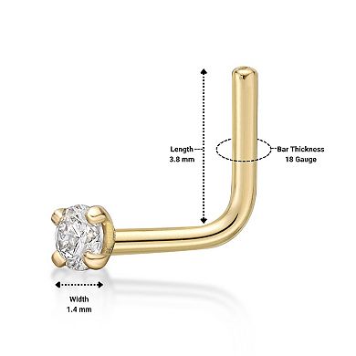 Lila Moon Diamond Accent L-Shape Nose Stud