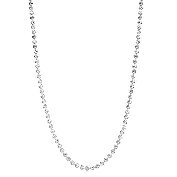 Sterling Silver Moon Cut Beaded 18 in. Necklace