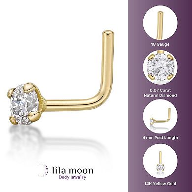Lila Moon Diamond Accent L-Shape Nose Stud 