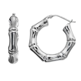 Karat Rush Sterling Silver Bamboo Hoop Earrings