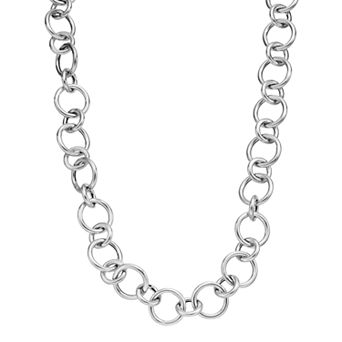 Karat Rush Sterling Silver Round Link Necklace