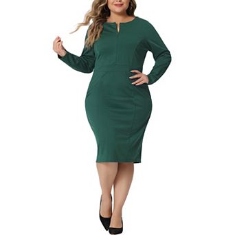 Plus Size Sheath Dress For Women Office Work Short Sleeves Dress