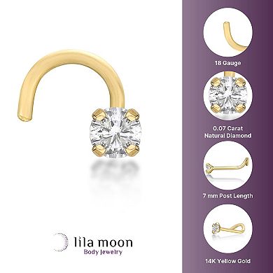 Lila Moon Diamond Accent Curve Nose Stud 