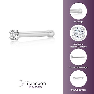Lila Moon 14k Gold Diamond Accent Straight Nose Stud