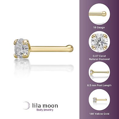 Lila Moon 14k Gold Diamond Accent Straight Nose Stud