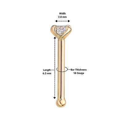 Lila Moon 14k Gold Diamond Accent Straight Nose Stud