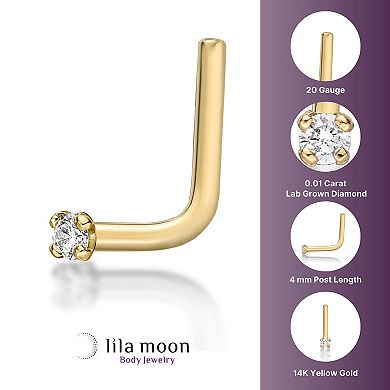 Lila Moon 14k Gold Lab-Grown Diamond Accent L-Shape Nose Stud