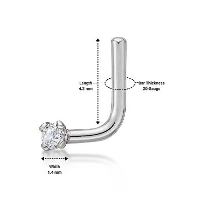 Lila Moon 14k Gold Lab-Grown Diamond Accent L-Shape Nose Stud