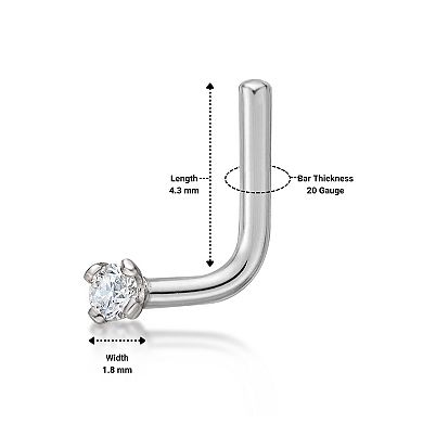 Lila Moon 14k Gold Lab-Grown Diamond Accent L-Shape Nose Stud