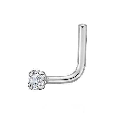 Lila Moon 14k Gold Lab-Grown Diamond Accent L-Shape Nose Stud