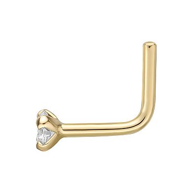 Lila Moon 14k Gold Lab Grown Diamond Accent L-Shaped Nose Ring
