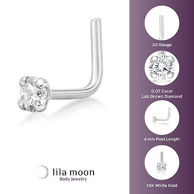 Lila Moon 14k Gold Lab Grown Diamond Accent L-Shaped Nose Ring