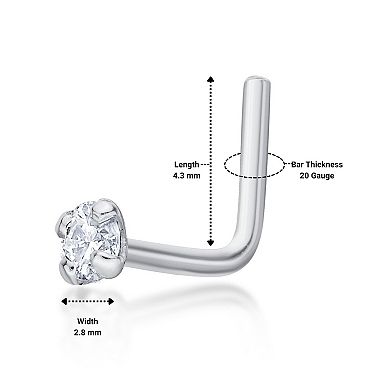 Lila Moon 14k Gold Lab Grown Diamond Accent L-Shaped Nose Ring