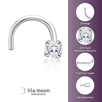 Lila Moon 14k Gold Lab Grown Diamond Accent Curved Nose Ring