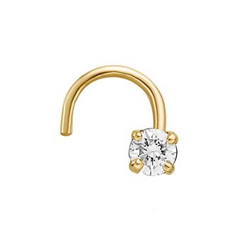 Lila Moon 14k Gold Lab Grown Diamond Accent Curved Nose Ring