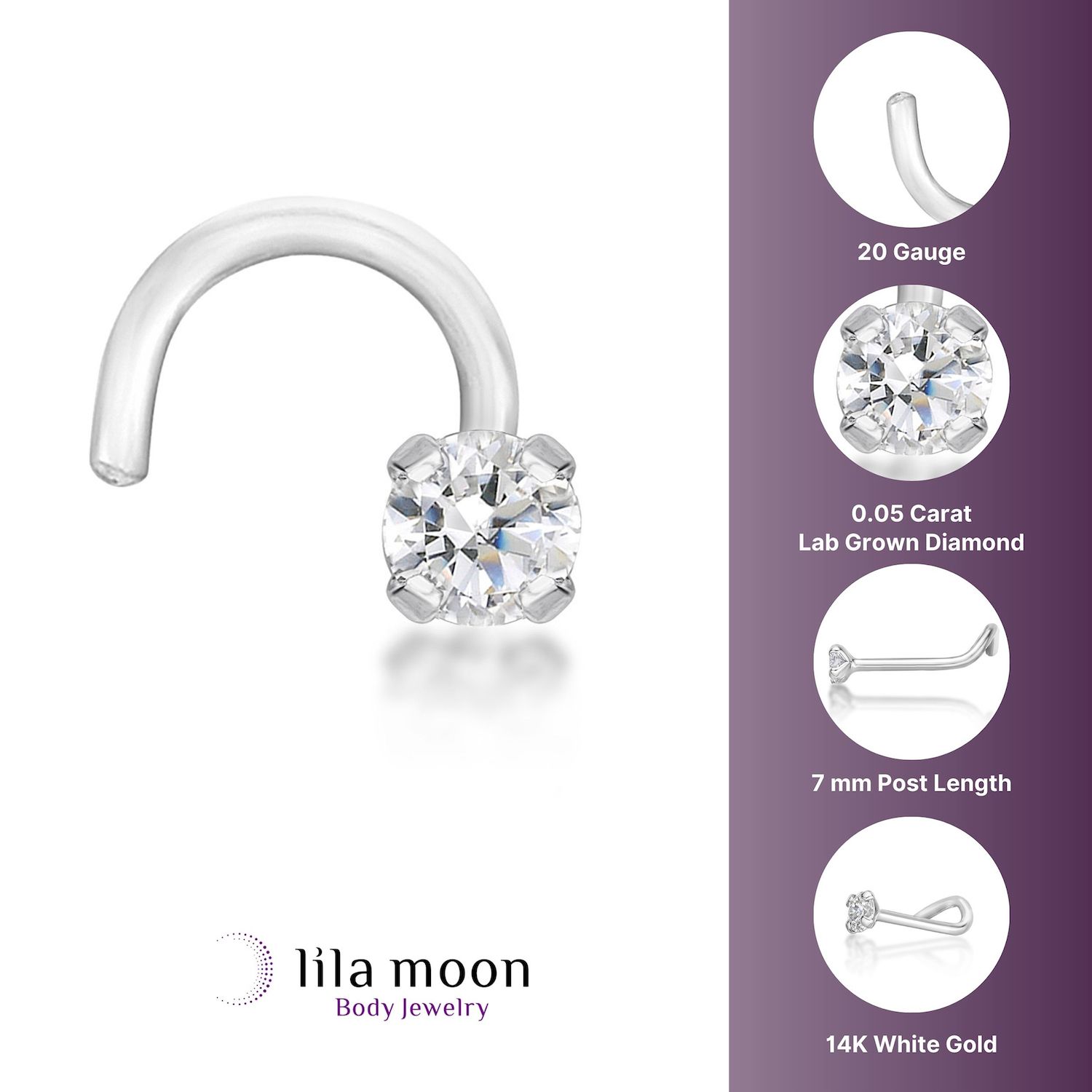 Lila Moon 14k Gold Lab Grown Diamond Accent Curved Nose Ring   6560032 ALT5