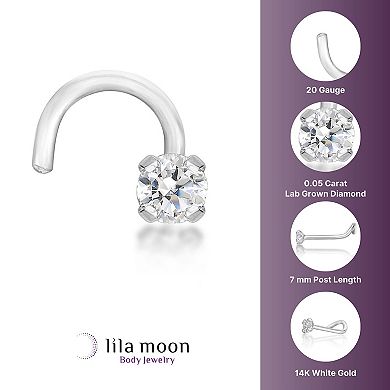Lila Moon 14k Gold Lab Grown Diamond Accent Curved Nose Ring