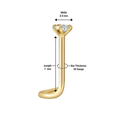 Lila Moon 14k Gold Lab Grown Diamond Accent Curved Nose Ring