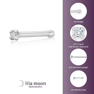 Lila Moon 14k Gold Lab Grown Diamond Accent Straight Nose Ring