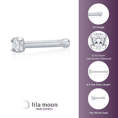 Lila Moon 14k Gold Lab Grown Diamond Accent Straight Nose Ring
