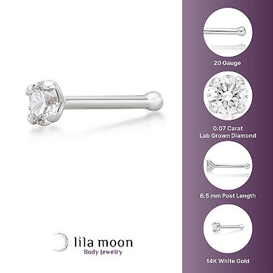 Lila Moon 14k Gold Lab Grown Diamond Accent Straight Nose Ring