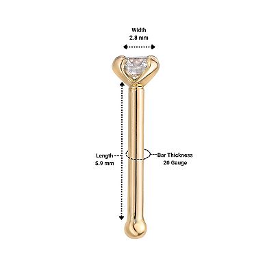 Lila Moon 14k Gold Lab Grown Diamond Accent Straight Nose Ring