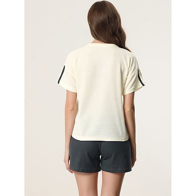 Womens Sleepwear Short Sleeve T-shirt With Shorts Cute Print Couple Pajama Sets
