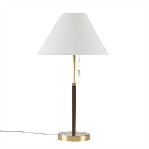 Bromley Two-Tone Pull Chain Table Lamp (Includes LED Light Bulb) Gold/Brown - Ink+Ivy: Mid-Century Modern, Iron Body, Drum Shade