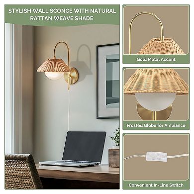 INK+IVY Laguna Rattan Weave Shade Wall Sconce