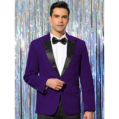 Men s 2 Piece Velvet Blazer Suits Peaked Lapel Suit Jacket with Bow Tie