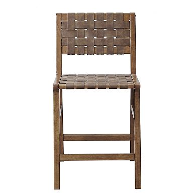 INK+IVY Oslo Faux Leather Woven Counter Stool