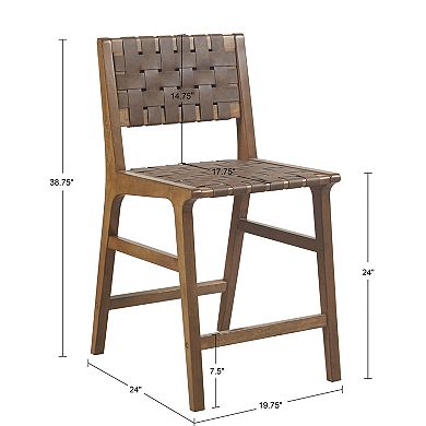 INK+IVY Oslo Faux Leather Woven Counter Stool