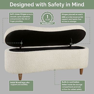 INK+IVY Bailey Boucle Flip Top Storage Ottoman