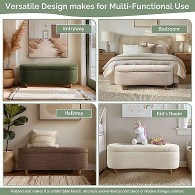 INK+IVY Bailey Boucle Flip Top Storage Ottoman