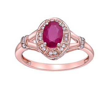 Gemminded 10k Rose Gold Ruby & 1/10 Carat T.W. Diamond Ring