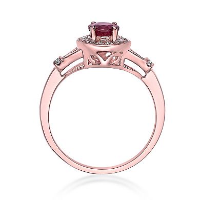 Gemminded 10k Rose Gold Ruby & 1/10 Carat T.W. Diamond Ring