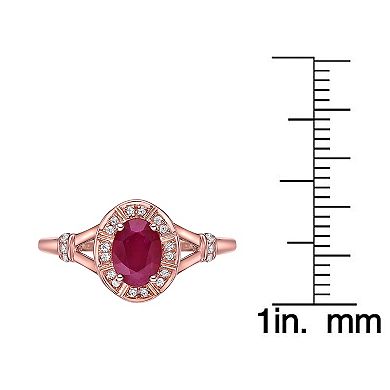 Gemminded 10k Rose Gold Ruby & 1/10 Carat T.W. Diamond Ring