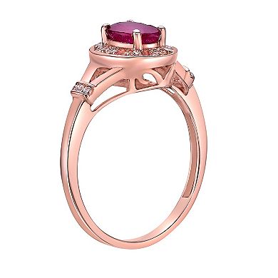 Gemminded 10k Rose Gold Ruby & 1/10 Carat T.W. Diamond Ring