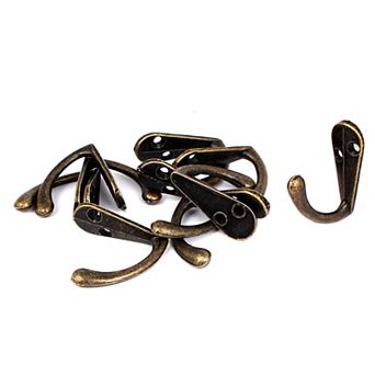 Bedroom 1.3"x1.14" Clothes Holder Single Hanger Screw Mount Wall Hooks 10 pc