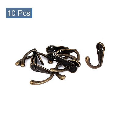 Bedroom 1.3"x1.14" Clothes Holder Single Hanger Screw Mount Wall Hooks 10pcs