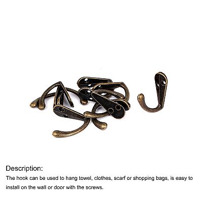 Bedroom 1.3"x1.14" Clothes Holder Single Hanger Screw Mount Wall Hooks 10pcs