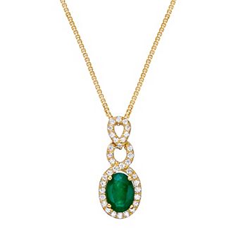 Gemminded 10k Gold Tone Emerald & 1/5 Carat T.W. Diamond Pendant Necklace