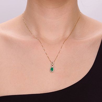 Gemminded 10k Gold Tone Emerald & 1/5 Carat T.W. Diamond Pendant Necklace